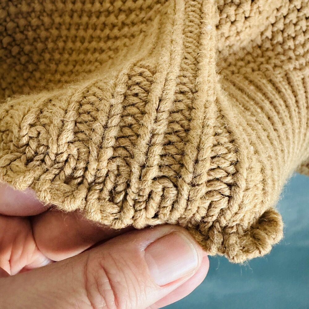 oversized chunky knit colorblock sweater mock neck neutral cozy boho pullover - Picture 7 of 9